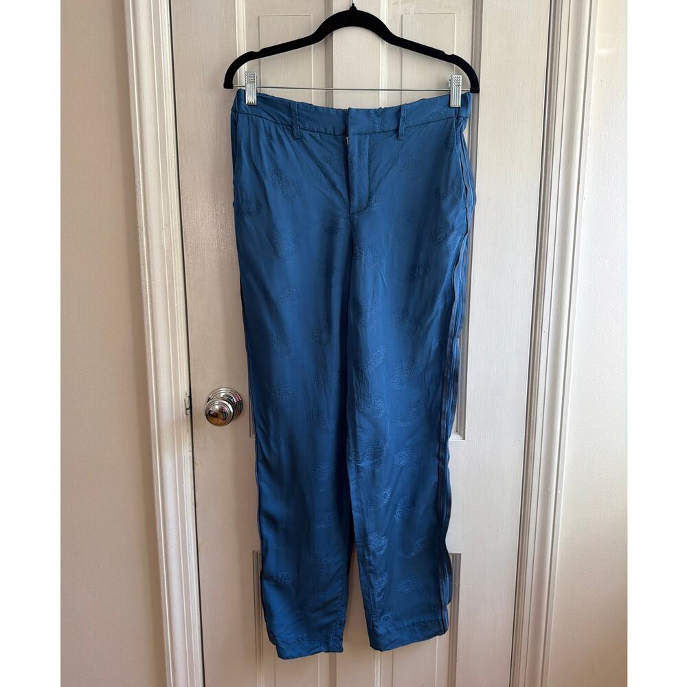 Zadig & Voltaire Blue Embroidered Side Stripe Slim Pants FR 40 US 8